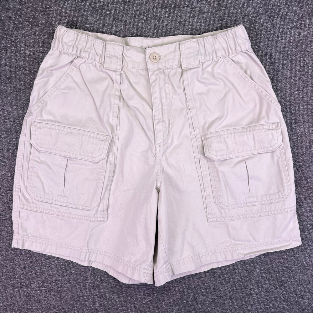 Croft & Barrow Cargo Shorts Mens 32 Beige Khaki Casual Outdoor Elastic Waist